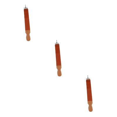 balacoo 3pcs Barber Sharpening Cloth Dual-layer Leather Strop with Handle Hanging Buckle for Straight Woodworking Tools Design for Smoother Blades