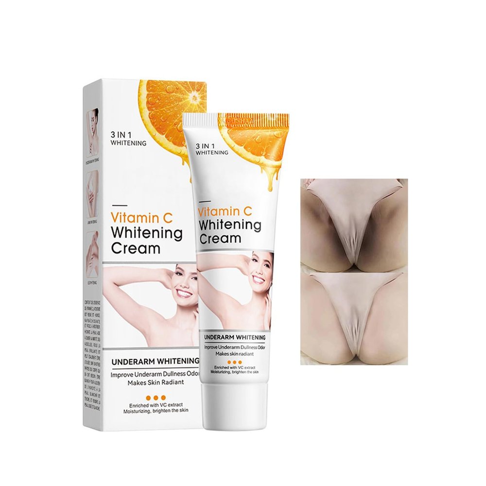 Skin Whitening Cream for Body,Lightening Cream for Intimate Areas and Bleaching,Vitamin C Dark Spot Remover Corrector for Neck,Armpit,Underarm,Elbow,Inner Thigh and Knees,Bikini,1.76oz