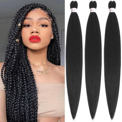 Lbsiwi Pre Stretched Braiding Hair #1B EZ Braiding Hair Ombre Braids 26 Inch 3 Packs Hot Water Setting Professional Synthetic Fiber Yaki Texture Itch Free Crochet Twist Hair Extensions