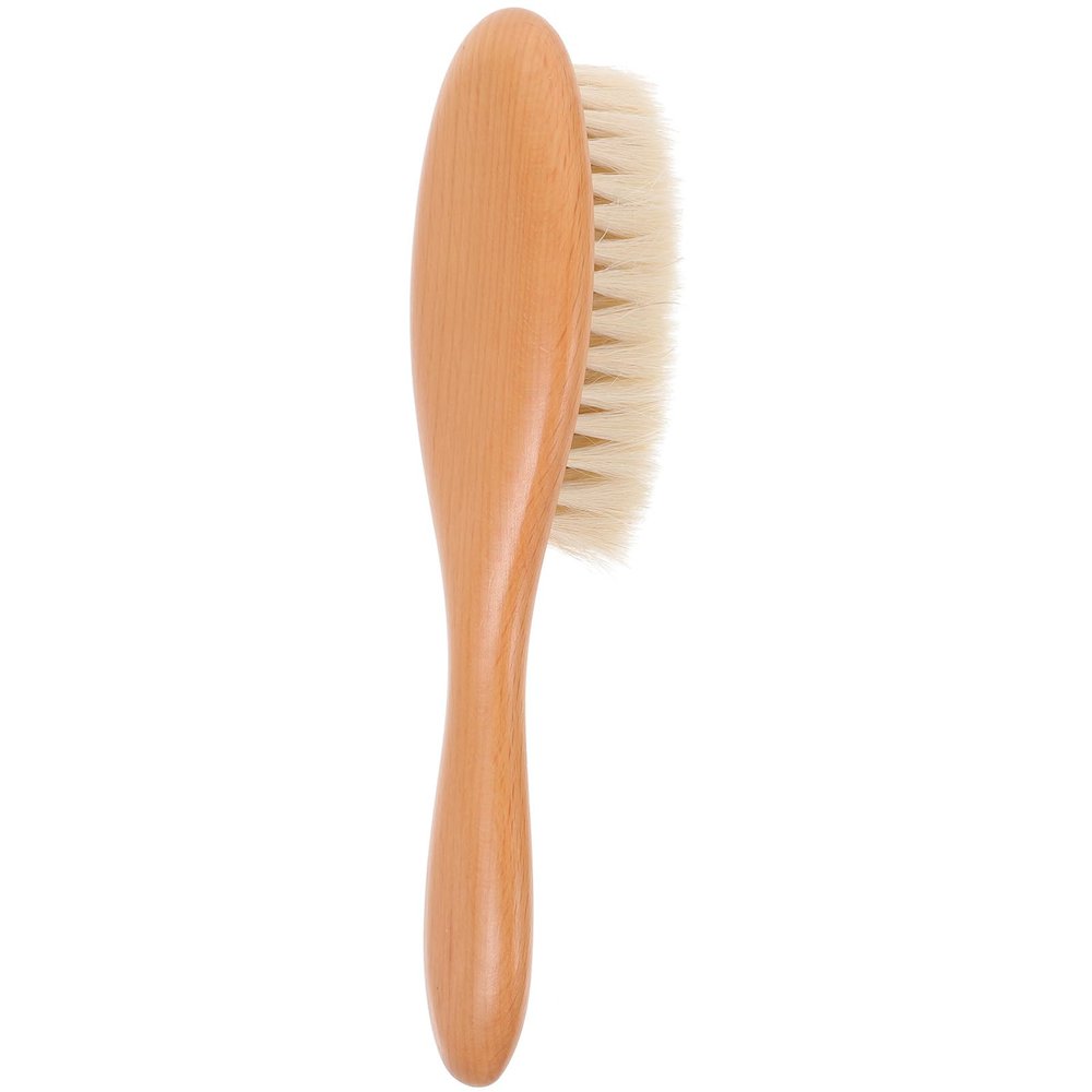 Housoutil Barber Shop Brush Shaving for Beards Mustache Brush Curved Handle Natural Wool Hair Cleaner