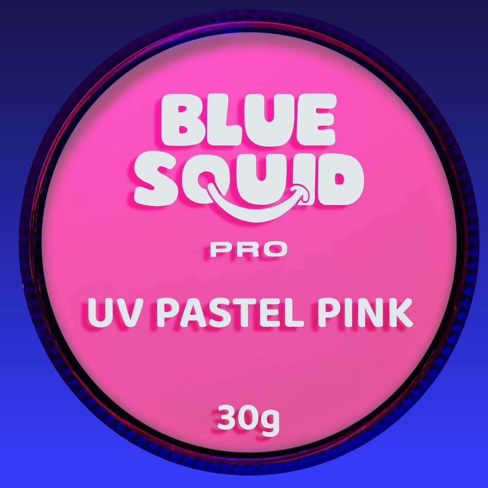 Blue Squid Face Paint Water Based Single Cake Professional Face Paint & Body Paint - Water Activated, Kids Adults Face Painting for Costume, Halloween Makeup, Cosplay - UV Pastel Pink Face Paint 30g