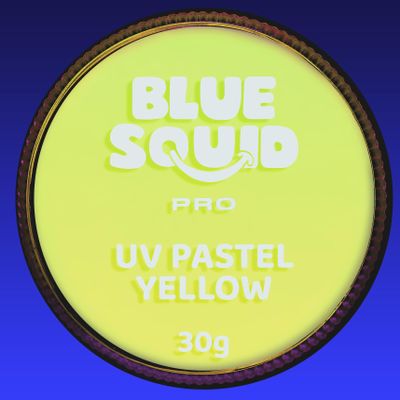 Blue Squid Face Paint Water Based Single Cake Professional Face Paint & Body Paint - Water Activated, Kids Adults Face Painting for Costume, Halloween Makeup, Cosplay - UV Pastel Yellow Face Paint 30g