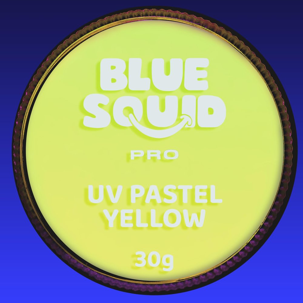 Blue Squid Face Paint Water Based Single Cake Professional Face Paint & Body Paint - Water Activated, Kids Adults Face Painting for Costume, Halloween Makeup, Cosplay - UV Pastel Yellow Face Paint 30g