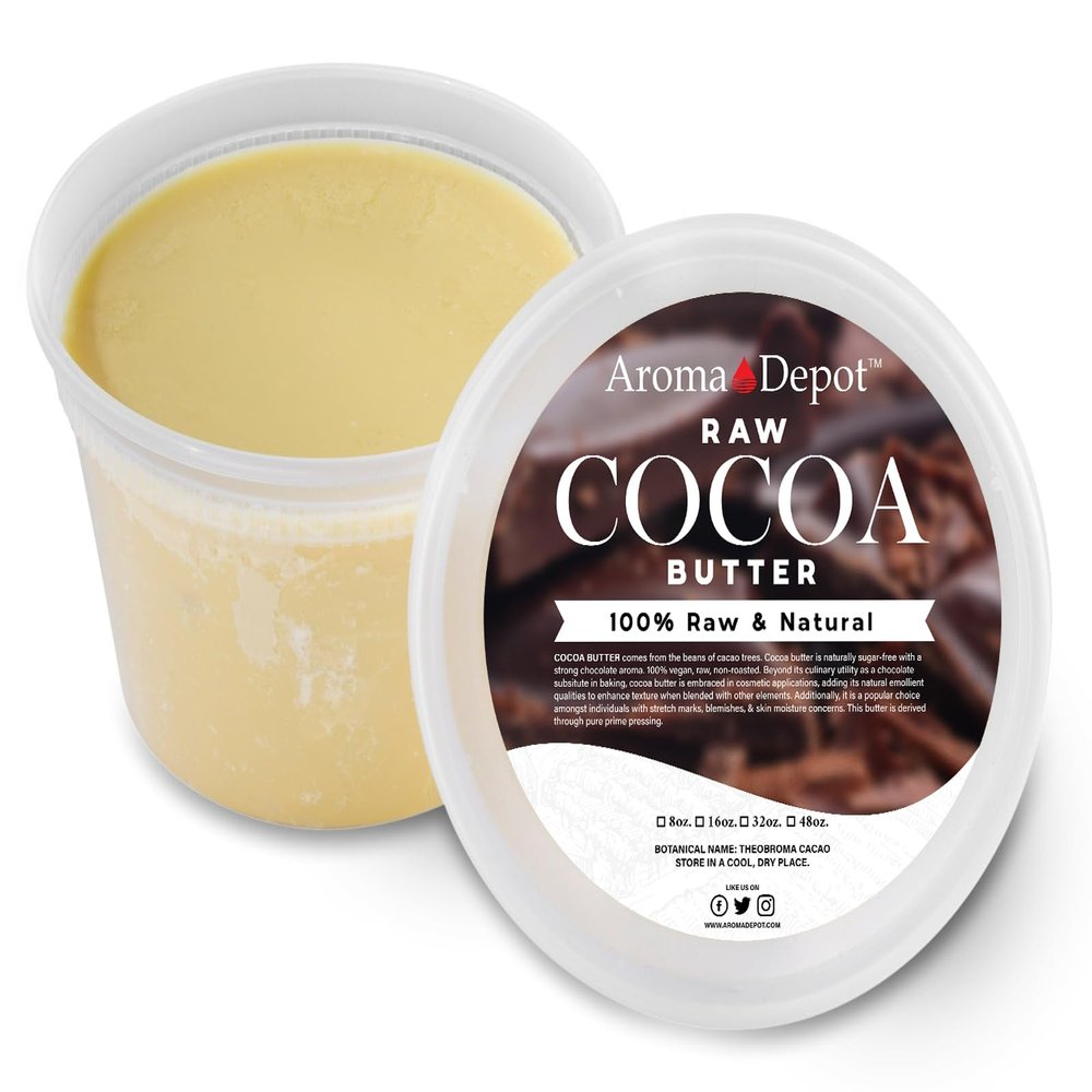 12oz. Raw Cocoa Butter Unrefined - 100% Food-Grade Natural & Raw, Vegan, Non-GMO - DIY Body Butter, Lotions, Chocolate Bars, Creams - Reduces Fine Lines and wrinkles - Shaped in Small Disks