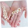 balacoo 1set Bridal Hair Comb Set Handmade Pearls Elegant Alloy Headpiece for Weddings Dances and Special Occasions Women Hair Accessories Golden Finish view 2