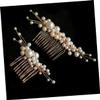 balacoo 1set Bridal Hair Comb Set Handmade Pearls Elegant Alloy Headpiece for Weddings Dances and Special Occasions Women Hair Accessories Golden Finish view 3