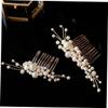 balacoo 1set Bridal Hair Comb Set Handmade Pearls Elegant Alloy Headpiece for Weddings Dances and Special Occasions Women Hair Accessories Golden Finish view 4