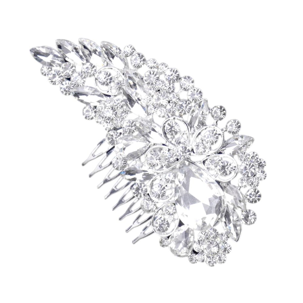 balacoo Luxury Rhinestone Bridal Hair Comb Elegant Alloy Headdress for Weddings Dances Special Occasions Stunning Hair Accessories for Brides Silver