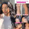 OiMiGO 13x6#1B Lace Front Wigs Human Hair Pre Plucked 180 Density HD Transparent Body Wave Lace Frontal Wigs Human Hair for Women,Curly 10A Glueless Wigs Human Hair with Natural Hairline(30Inch) view 3