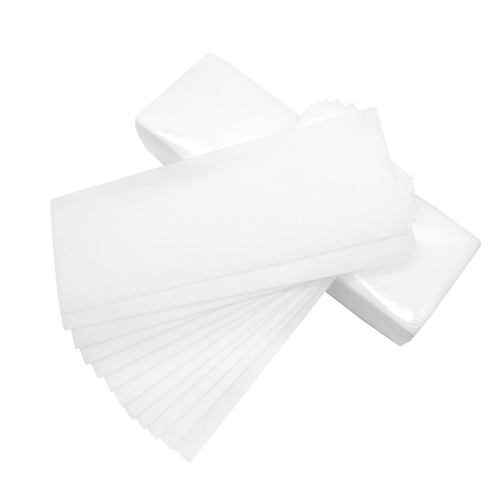Qancekoo 100pcs Paper Wax Strips Professional Large Disposable Non Woven Waxing Strips Arms Legs Lip Eyebrow Hair Removing Tool of Women and Men (8'' x 2.75'')