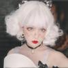 Dai Cloud Short White Bob Wig with Bangs for Women Synthetic Curly Natural Heat Resistant Fiber Hair Wig for Cosplay Daily Use view 1