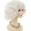 Dai Cloud Short White Bob Wig with Bangs for Women Synthetic Curly Natural Heat Resistant Fiber Hair Wig for Cosplay Daily Use view 3