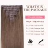 GOO GOO Clip in Hair Extensions Real Human Hair, Remy Human Hair Extensions Clip ins for Women, Natural Human Hair, 16inch 110g 7Pcs, 5 Light Ash Brown view 2