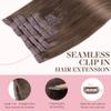 GOO GOO Clip in Hair Extensions Real Human Hair, Remy Human Hair Extensions Clip ins for Women, Natural Human Hair, 16inch 110g 7Pcs, 5 Light Ash Brown view 3