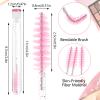 Disposable Mascara Wands Tube Set 10Pcs Shiny Diamond Lash Brush Eyelash Spoolies With Tube Mascara Wands Makeup Tool for Eyelash Extensions(Pink) view 2