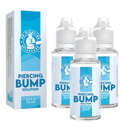DR. PIERCING AFTERCARE Keloid Bump Solution Drops 15mL - Gentle Saline Formula with Provitamin B5 for Bump Care - Nose Ear Belly Lip Aftercare Cleaner (15 mL, 3-Pack)