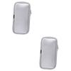 POPETPOP 2pcs Pu Leather Makeup Brush Organizer Pouch Portable Cosmetic Bag Strong Zipper for Travel and Home Use Lightweight Design Silver view 1