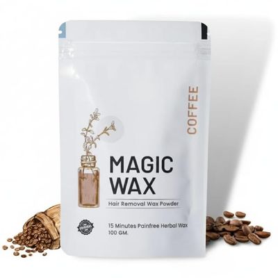 Herbal Wax Powder for Hair Removal - Magic Wax - 15 min Instant Painless Ayurvedic Natural Waxing Powder All Types of Hair Skin Hands Legs Underarms Private Bikini Part 100 gm Coffee