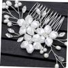 Beatifufu 1pc Floral Hair Comb for Women Handmade Bridal Headpiece Elegant Wedding Hair Decoration for Parties and Special Occasions White view 2