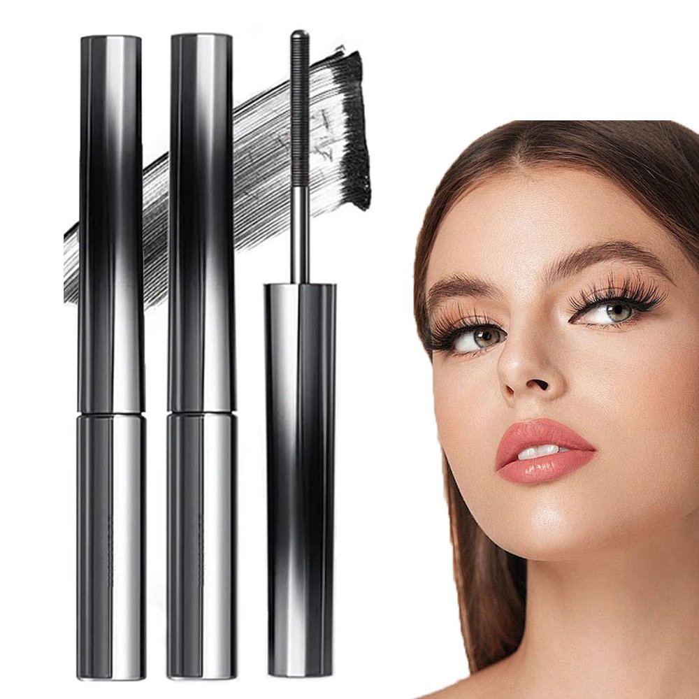Curling IronMascara, Iron Wand Mascara, 3D Curling Eyelash Iron Mascaras, 3DCurling Eyelash IronMascara, CurlingIronMascara,Korean Mascara Metal Wand (Black*2)