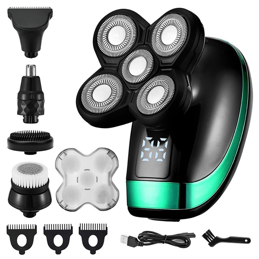 EKHOU Head Shavers for Bald Men, 5 in 1 Multi Grooming Kit Digital Display Electric Shaver Hair Trimmer Beard Electric Razor Wet Dry Men Facial & Body Shaving Machine