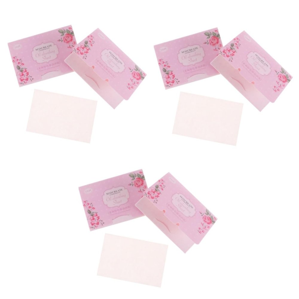 POPETPOP 300pcs Facial Oil Absorbing for Oily Skin Natural Fiber Blotting Papers Pink