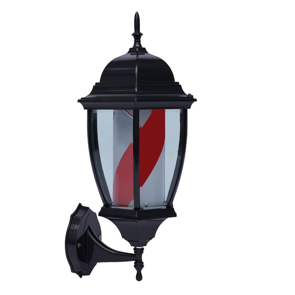 HinLIaDa 20'' Barber Pole LED Light, Classic Style Hair Salon Barber Shop Open Sign, Rotating Red White Blue LED Strips, Waterproof Save Energy, Wall Mount Rotating Light LED Hair Salon Lamp