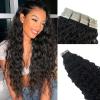 Natural Black Water Wave Tape in Human Hair Extension Black Women,100% Brazilian Virgin Hair Skin Weft Loose Wave Tape on Double Sided Hair Extensions for Short Hair view 1