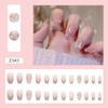 CEWEWP 24Pcs Medium Square Press-on Nails Nude Pink Glitters False Nails with Butterfly Pearl Rhinestone Designs Full Cover Glossy Acrylic ABS Artificial Nails for Women Decorations view 2