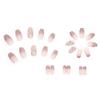 CEWEWP 24Pcs Medium Square Press-on Nails Nude Pink Glitters False Nails with Butterfly Pearl Rhinestone Designs Full Cover Glossy Acrylic ABS Artificial Nails for Women Decorations view 3