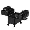 HJXGQJM Rolling Makeup Case Aluminium Make Up Case, Rolling Cosmetic Organizer with 4 Rolling Wheels Cosmetic Case Pilot Case Beauty Case Travel Trolley Hairdressing Case Cosmetic Trolley view 1