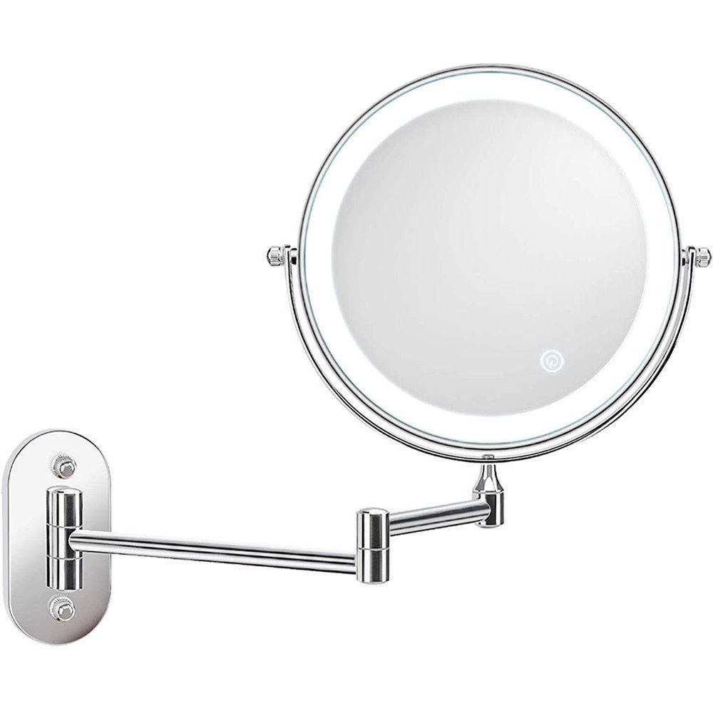 8'' Bathroom Mirrors Wall Mounted Makeup Mirror Upgrade Auto Off Led Shaving Mirror 1X/10X Magnifying Double Sided 360&Deg; Swivel Extendable Powered By 4 X Aaa Batteries Black Makeup And ( Col ( Colo