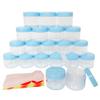 Wopanxye 20pcs 20ml Small Sample Jars, Empty Refillable Cosmetic Container, Plastic Round Pot Purple Screw Cap Lid, Tiny 20g Jars for Makeup Eye-shadow Nails Powder Jewelry Slime, Free 20x Spatulas view 1
