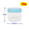 Wopanxye 20pcs 20ml Small Sample Jars, Empty Refillable Cosmetic Container, Plastic Round Pot Purple Screw Cap Lid, Tiny 20g Jars for Makeup Eye-shadow Nails Powder Jewelry Slime, Free 20x Spatulas view 2