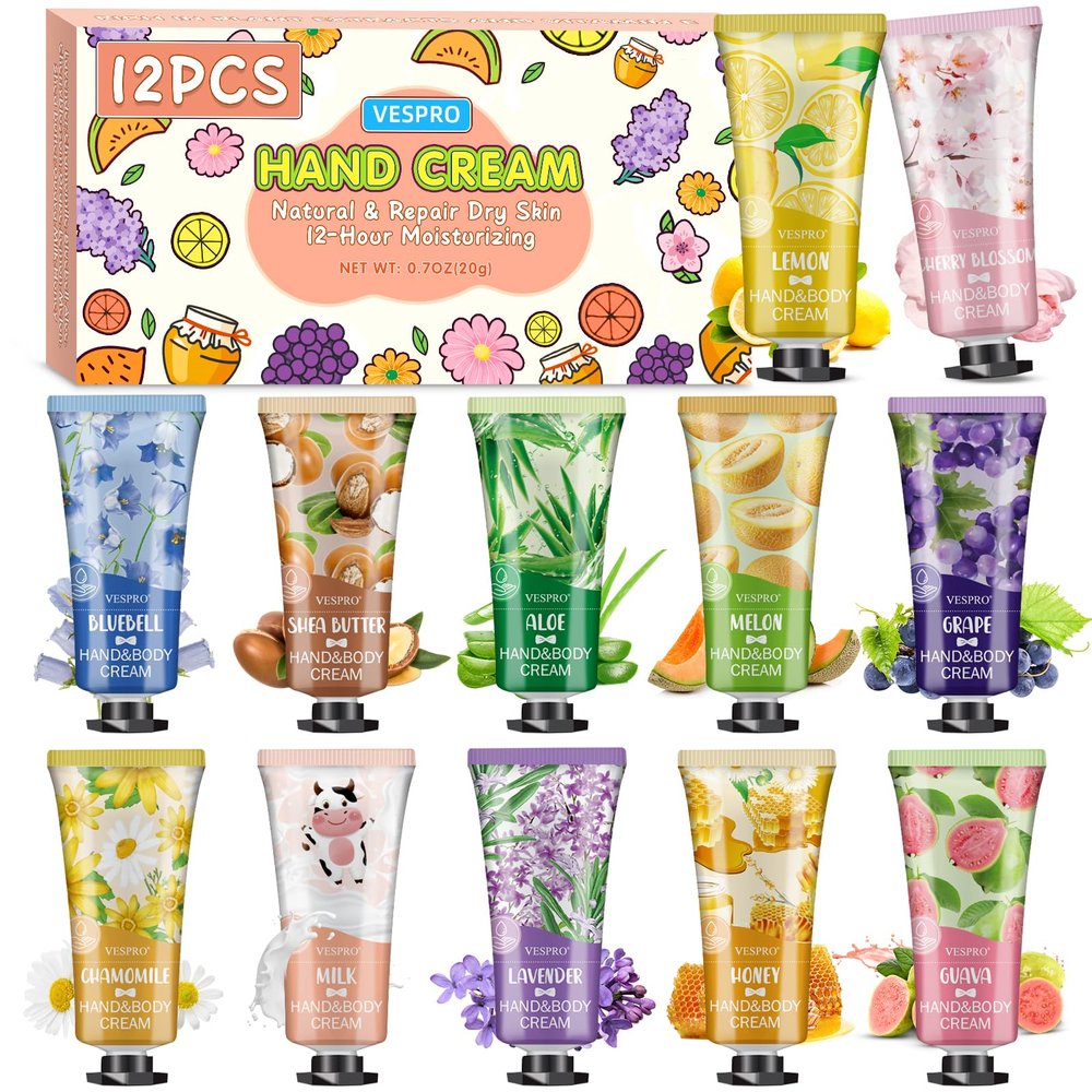 12 Pack Hand Cream Gift Set, Stocking Stuffers for Women, Bulk Hand Lotion Travel Size for Dry Cracked Hands, Mini Moisturizing Hand Lotion for Christmas Gifts, Thank You Gifts, Bridesmaid Gifts
