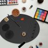 Brush Cleaning Mat, Portable Washing Tool, Universal desktop Scrubber Mat, Silicone Brush Cleaning Mat for Eyeshadow Brush, black view 2