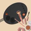 Brush Cleaning Mat, Portable Washing Tool, Universal desktop Scrubber Mat, Silicone Brush Cleaning Mat for Eyeshadow Brush, black view 4