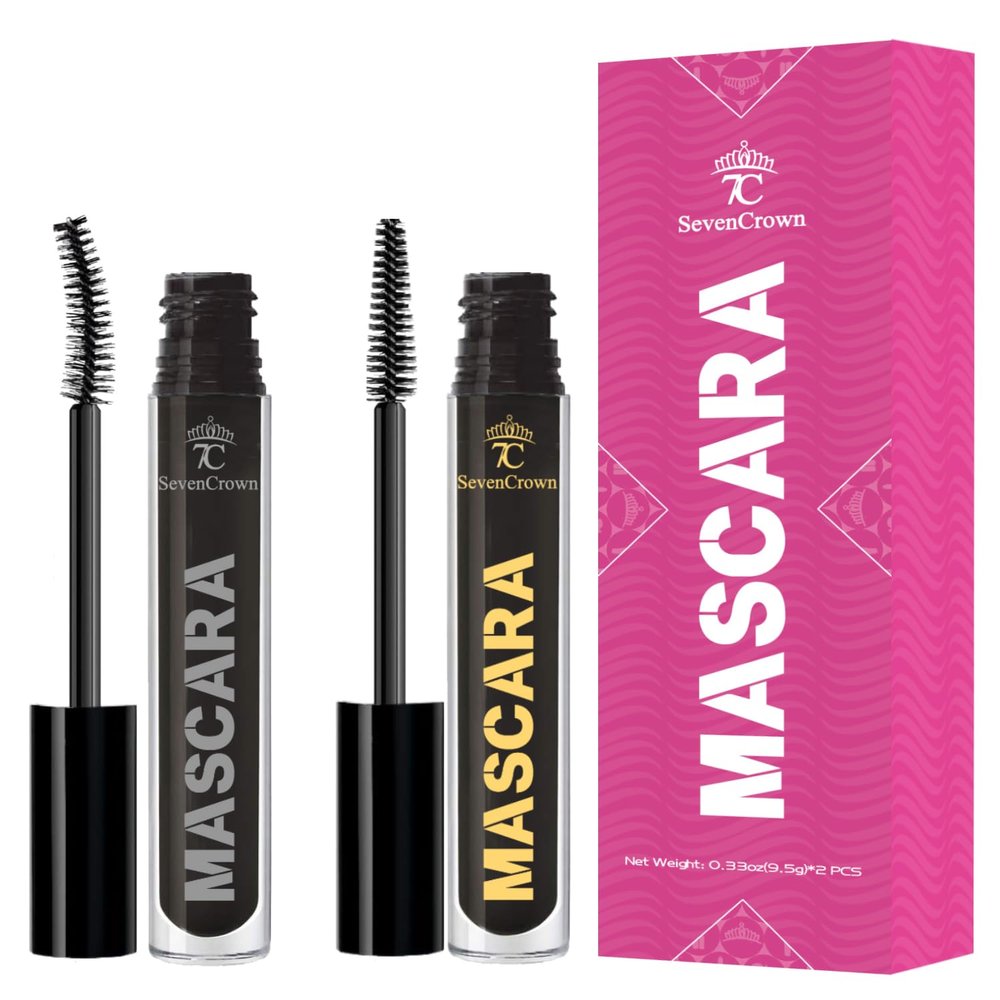 7C SEVENCROWN Mascara Black Waterproof Set |Curl & Volume Vegan & Cruelty-Free False Lash Effect | Holiday Gift for Beauty Lovers
