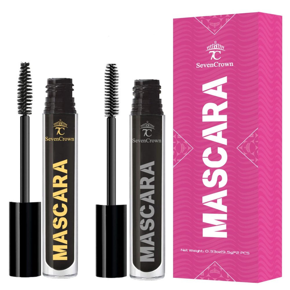 7C SEVENCROWN Mascara Black Waterproof Set Volume and Length | Vegan & Cruelty Free | Holiday Gift for Beauty Lovers