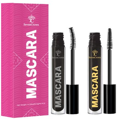 7C SEVENCROWN Mascara Black Waterproof Set | Curling & Volume Vegan & Cruelty-Free False Lash Effect | Holiday Gift for Beauty Lovers