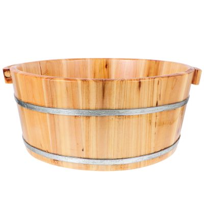 Happyyami Foot Soak Tub Multi-functional Bucket for Foot Bath Pedicure Portable Design for Easy Storage and Travel Wood Material