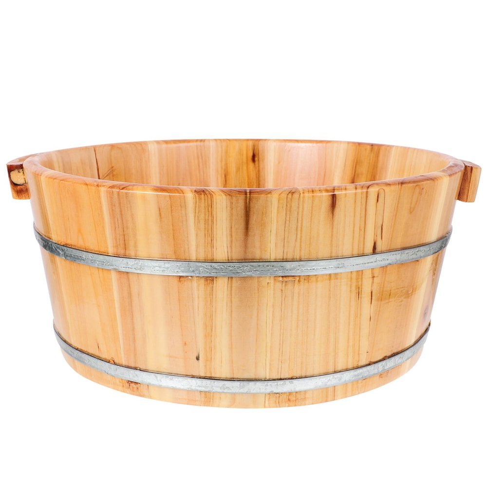 Happyyami Foot Soak Tub Multi-functional Bucket for Foot Bath Pedicure Portable Design for Easy Storage and Travel Wood Material