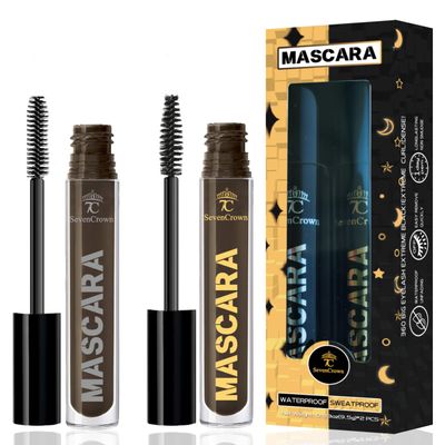 7C SEVENCROWN Mascara Brown Volume and Length Waterproof Vegan & Cruelty Free | Holiday Gift for Beauty Lovers | False Lash Effect