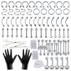 Nafaboig 94PCS Septum Piercing Kit for All Body, Belly Button Piercing Kit with Piercing Jewelry Clamps Tools and Piercing Needles(14G 16G) for Nose Septum Studs Tongue Earrings Lip Rings view 1