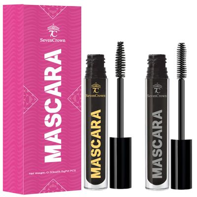 7C SEVENCROWN Mascara Black Waterproof | Dramatic Volume & Vegan & Cruelty Free False Lash Effect Mascara Makeup Set