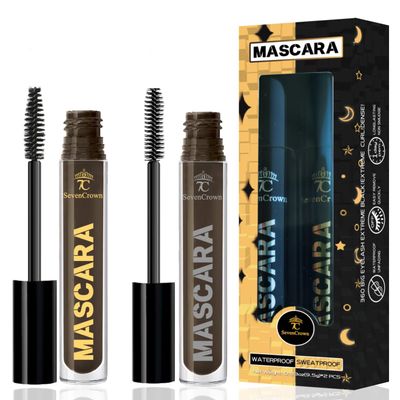 7C SEVENCROWN Brown Mascara Volume and Length Waterproof Mascara Set | Holiday Gift for Beauty Lovers | Vegan & Cruelty-Free