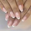 24Pcs Fake Nails Short Almond Press on Nails CEWEWP White French Tip Nails for Women Real Nude Glue on Nails Short Acrylic Nails Press on Natural Gel Oval Stick on Nails Strong False Nails Set view 1
