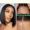 Glueless Bob Hair Wig Human Hair Ready To Wear Straight Bob Wigs Transprent Lace Closure Wig For Women Human Hair 4x4 gluless wig 8 Inches Bob Wig#150% view 2
