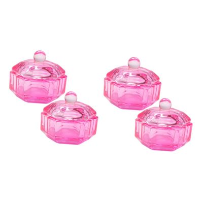 NOLITOY 4pcs Nail Dappen Dish Lid Monomer Holder Acrylic Nail Supplies Glass Bowl