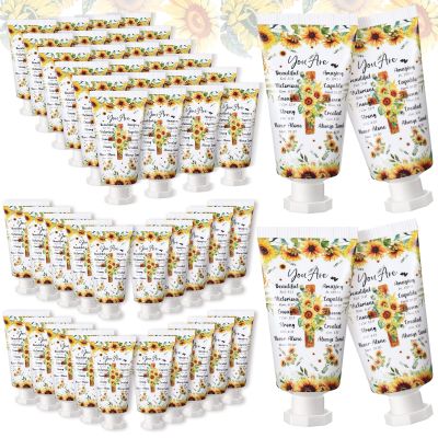 Heigble 50 Pack Christian Hand Lotion Bulk Gifts for Women Christmas Stocking Stuffers Gifts Bible Mini Travel Hand Lotion for Women Church Appreciation(Sunflower)